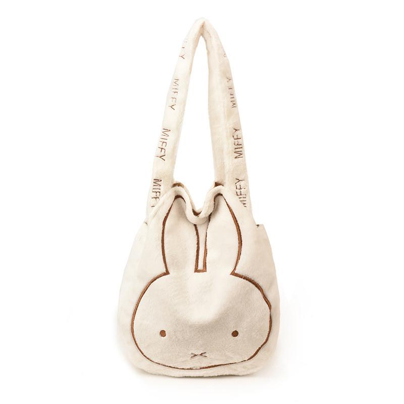 White Miffy Bunny Tote Bag With Print And Magnetic Closure For Urban Style
