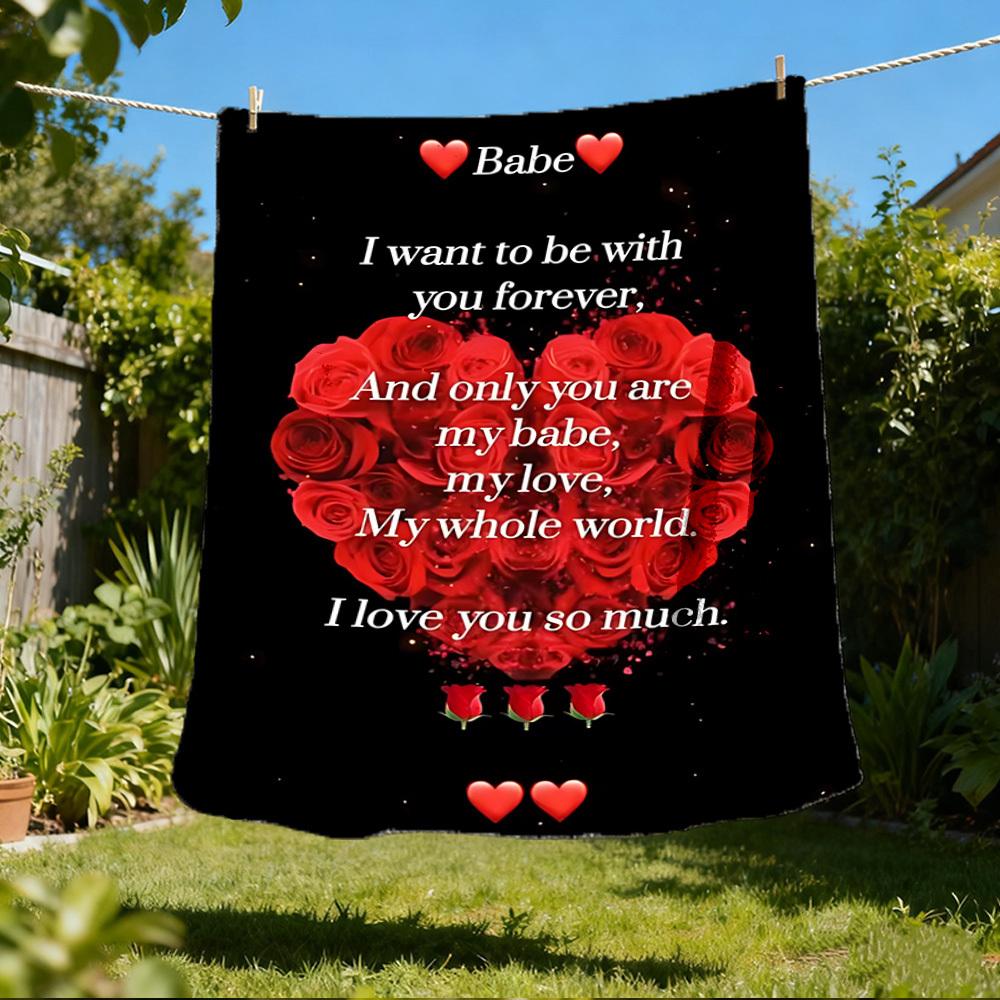 1pc Angel Wings Roses Throw Blanket Polyester Fiber, Lightweight Flannel, Soft & Warm, All Season Use for Outdoor, Camping