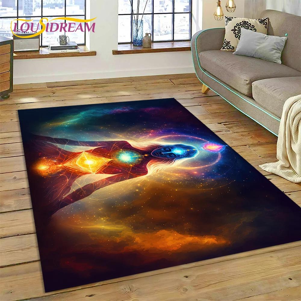 3D Yoga Meditation Rainbow 7 Chakra Carpet Rug for Bedroom Living Room Home Sofa Decoration,Children Game Large Decor Floor Mat
