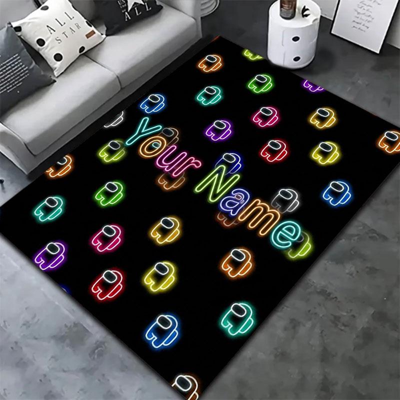 Among Us Custom Name Carpet Rug for Living Room Bedroom Home Sofa Decoration,Kids play Non-slip Floor Mat