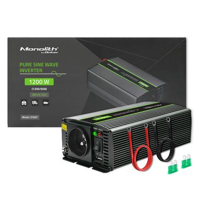Qoltec Voltage Inverter Monolith | 600W | 1200W | 24V To 230V | Pure Sine Wave