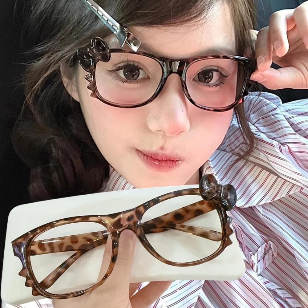 Y2K Leopardenmuster Brillenrahmen Anime Leopardenmuster Brillenrahmen Kawaii Retro Brille Cartoon Niedliche Brille Dekorative Spielzeuge