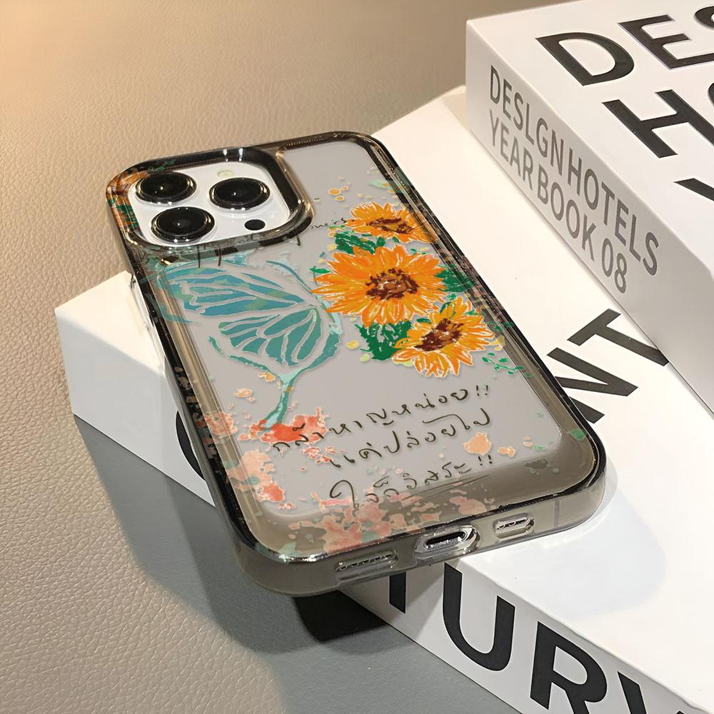 Butterfly Sunflower Phone Case For iPhone 16 Pro Max 17 Air 16 15 Pro 14 13 12 11 14 Plus Shockproof Silicone Funda Cover