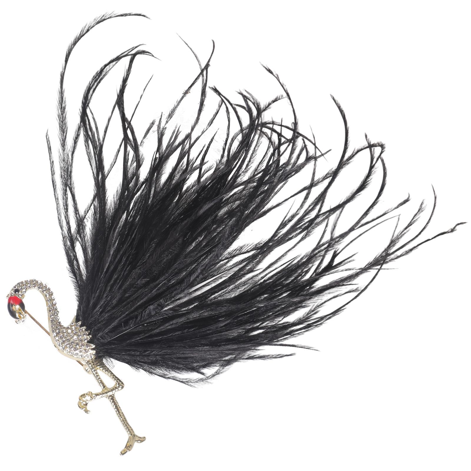 

Alloy Flamingo Pin With Zircon Stones Exquisite Craftsmanship Jewelry Clothing Accessories Gift For Women And Men чёрный