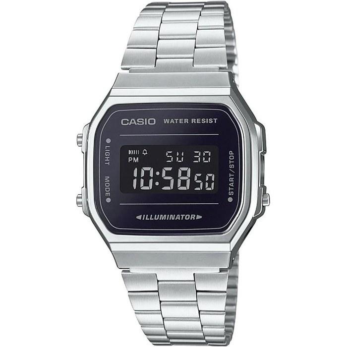 Casio Цифровые часы Винтажная серия A168WEM-1 (Серебристый / Черный)