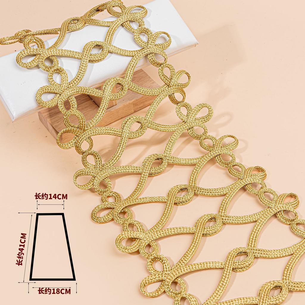 1pcs Chinese Knot Buttons, Gold Wire, Trapezoidal Buttons, Military Uniforms, Dresses, Dance Clothes, Decorative Buckles
