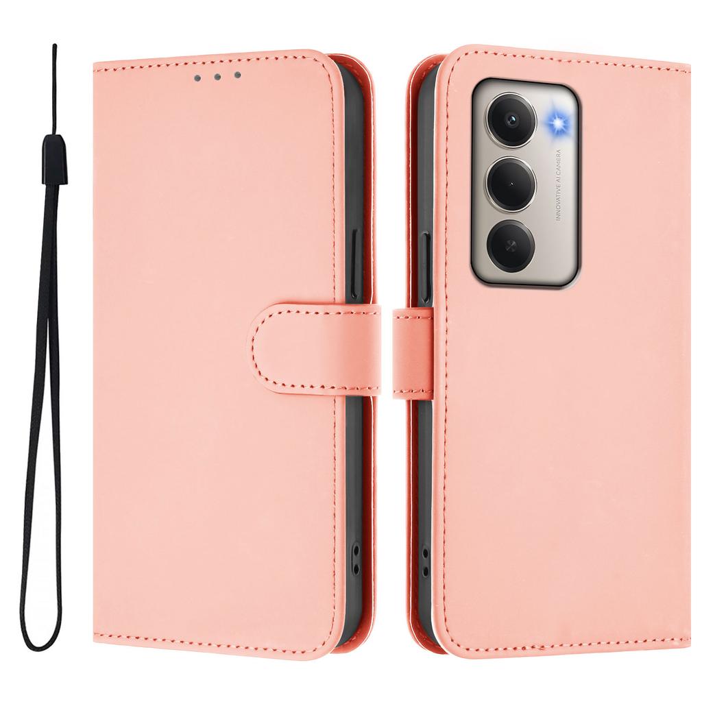 For Xiaomi Redmi 15 5G Case Solid Color Wallet Leather Phone Cover with Strap