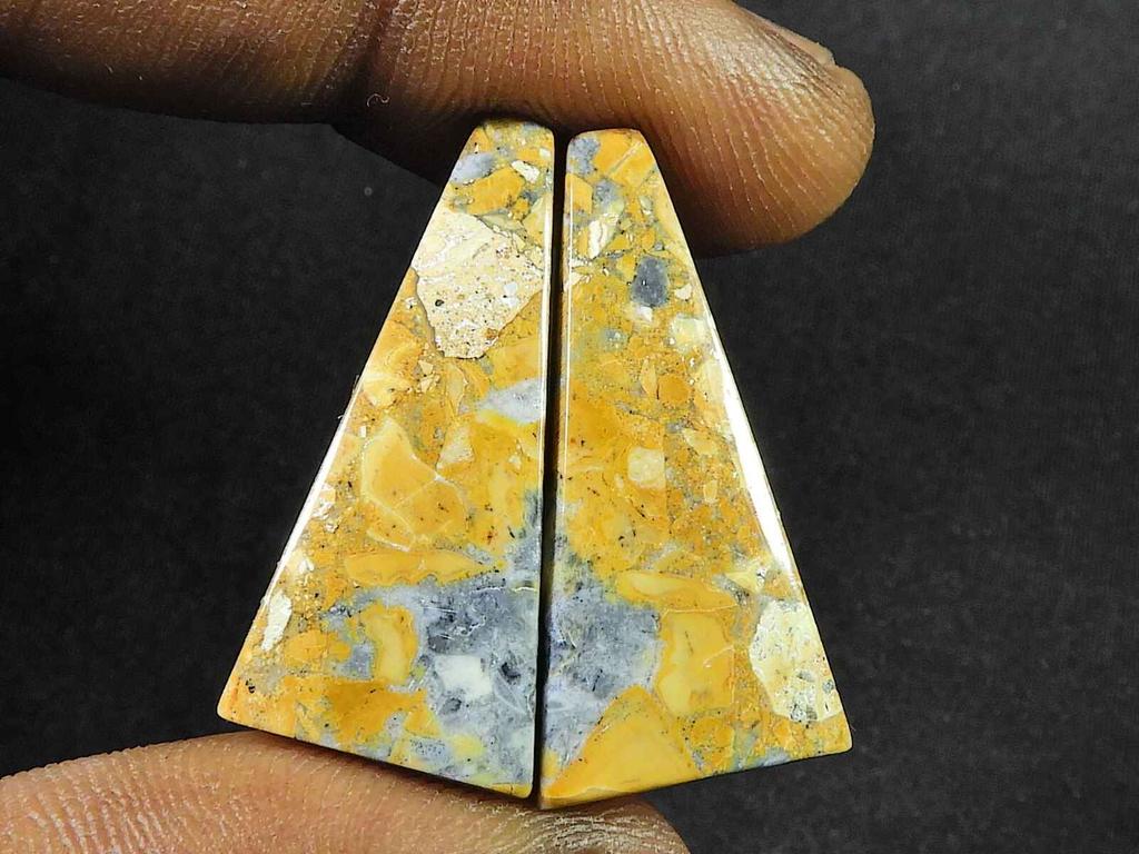 25Cts. Natural Maligano Jasper (13mm X 27mm each) Fancy Cabochon Match Pair SK-2802