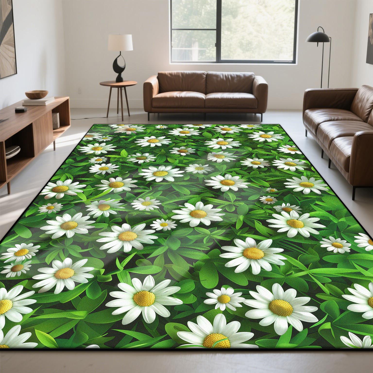 

3D Green Plant Pattern Carpet Non-slip Modern Living Room Rug Natural Aesthetic Lounge Mat Entrance Door Decoration 60x90cm