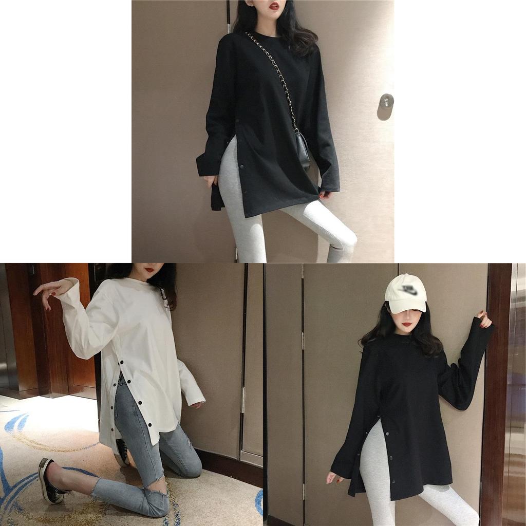 Korean Style Long Sleeve T Shirt With Pearl Embellishments For Autumn Casual Wear