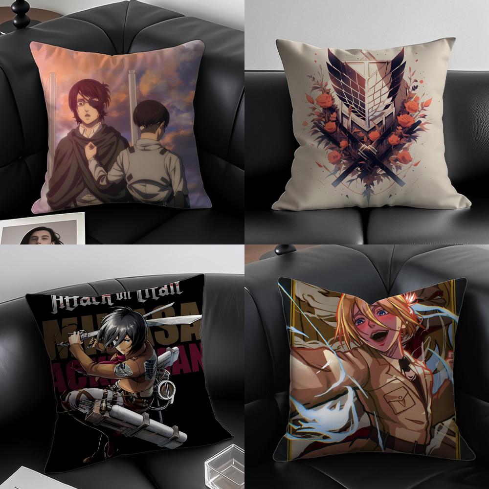 Anime Epic AAttack on TTitan Cushion Cover Pillow Case Antidustmite Invisible zipper silky short plush Sofa cushion