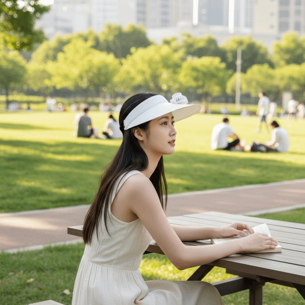 Built-in Fan Empty Top Cap Three Temp Settings Sun Hats Fashion Cooling Fan Hat  Women's Wear