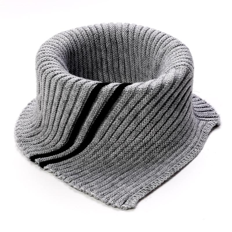 Cashmere Knitted Triangle Ring Scarf Women Autumn Winter Wool Neck Warmer Korea Fashion Neckerchief Stripe Soft Fake Collar