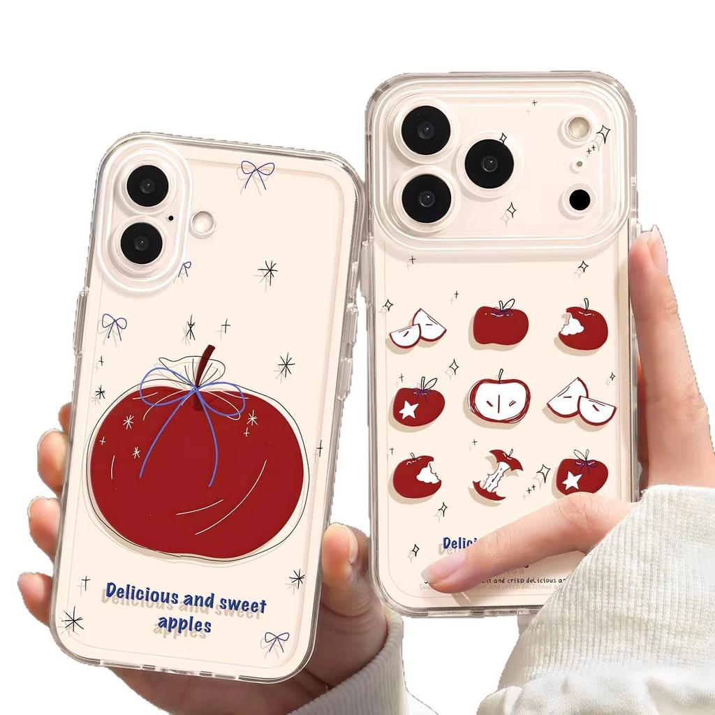 Applicable to red apple 17 transparent 16promax simple 15 girls 14tpu fresh iphone13 soft phone case
