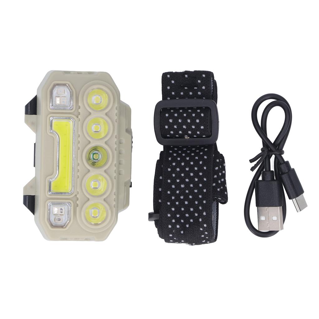 LED COB Headlamp Outdoor Camping Headlamps with Adjustable Headband Lightweight Headlight Battery In