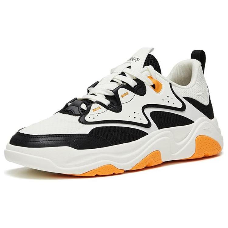 New Anta Life Collection Warm Slip Resistant Low Top Skateboard Shoes Men's White Yellow 112328052-4