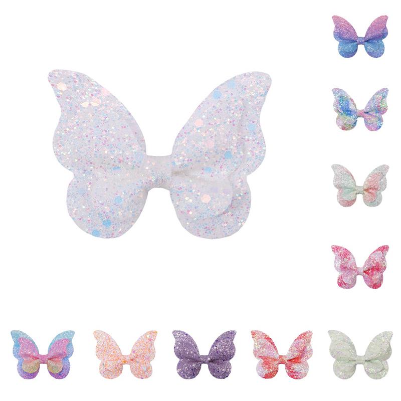 

10Pcs/Set Gradient Color Butterfly Bows Hair Clips Women Girls Glitter Leather Hairpins Barrettes Headwear Kids Hair Acesssories