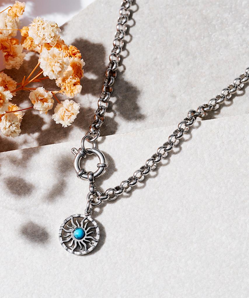 Polalita Surgical Blue Pendant Necklace (Plt-Nl-034_Sv)