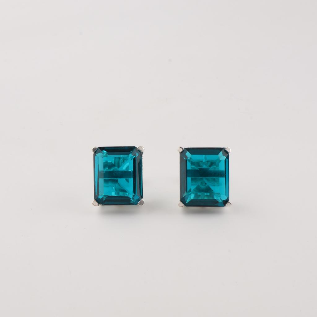 Apatite Gemstone 925 Sterling Silver Jewelry Handmade Earrings 0.4" For Wedding EE-179-16