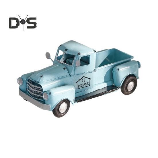 

Винтажный грузовик, украшение, металлический грузовик, центральный элемент с подвижными колесами, коллекционное ретро-украшение для грузовика, многоярусный поднос, декор стола в фермерском доме синий