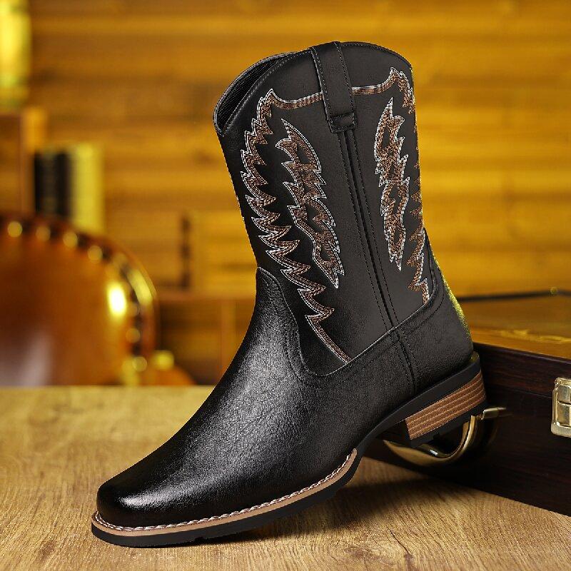 Men Boots Fashionable Chelsea Boots Blackish-brown Men High-top Casual Brand Knight Leather Boots Outdoor Training Shoes 39-48