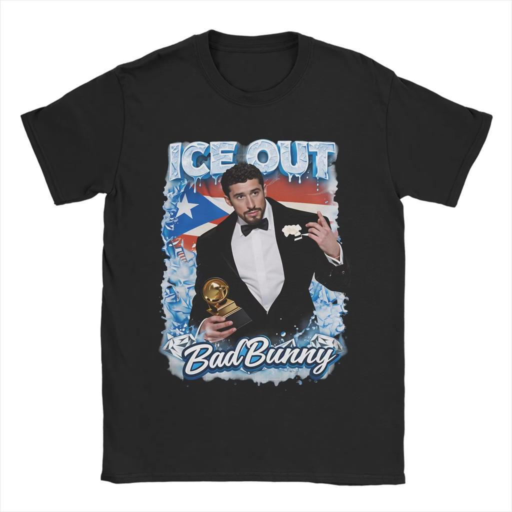 Bad Bunny ICE OUT Graphic Tshirt Cotton Unisex Short Sleeve Promotion Shirt Y2k Fashion 2026 Summer New Men Streetwear
