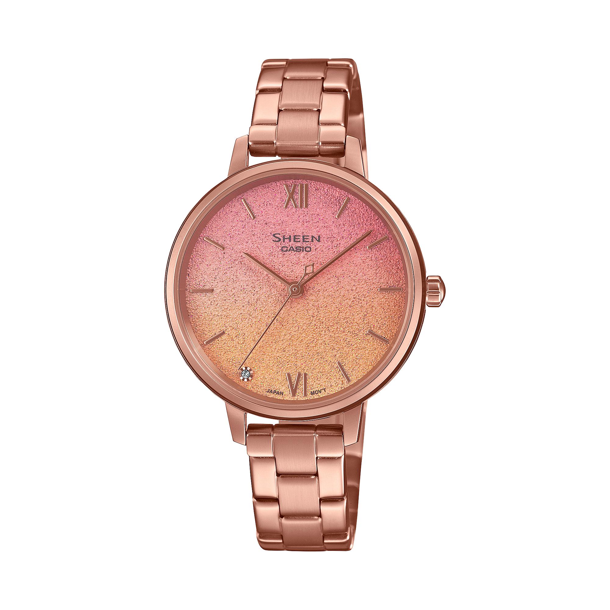 Casio Sheen Women s Stainless Steel 50M Water Resistant Analog Quartz Watch SHE-4548PG-4A красный