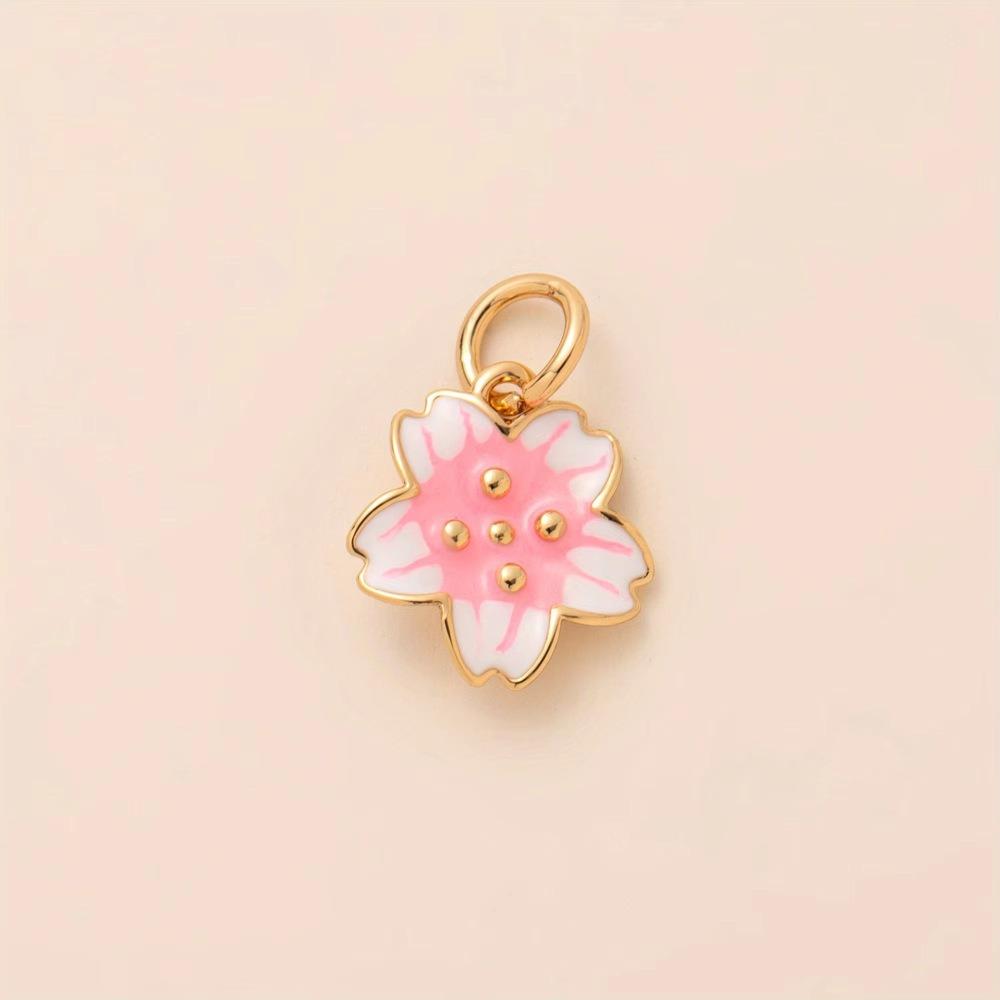 Flower Series Necklace Pendant Colorful Hand-Drawn Necklace Making Connector  Charms Making Peach Blossom