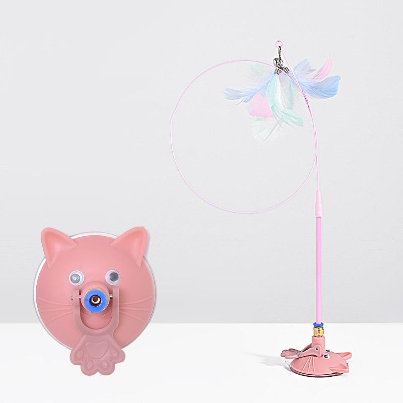 

Interactive Cat Toy Sucker Feather Self-Amusement Badminton Stick Bite Strong Suction Cup Long Rod Steel Wire Pet Toy Supplies A1
