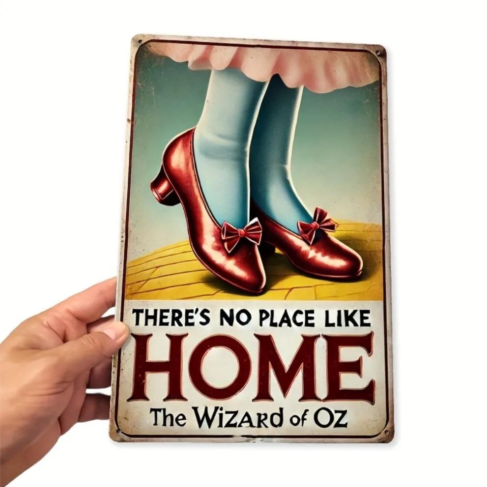 "Placca di Latta Il Mago di Oz - Decorazione per la Casa Vintage con Scarpe Rosse e Strada di Mattoni Gialli Wall Art"
