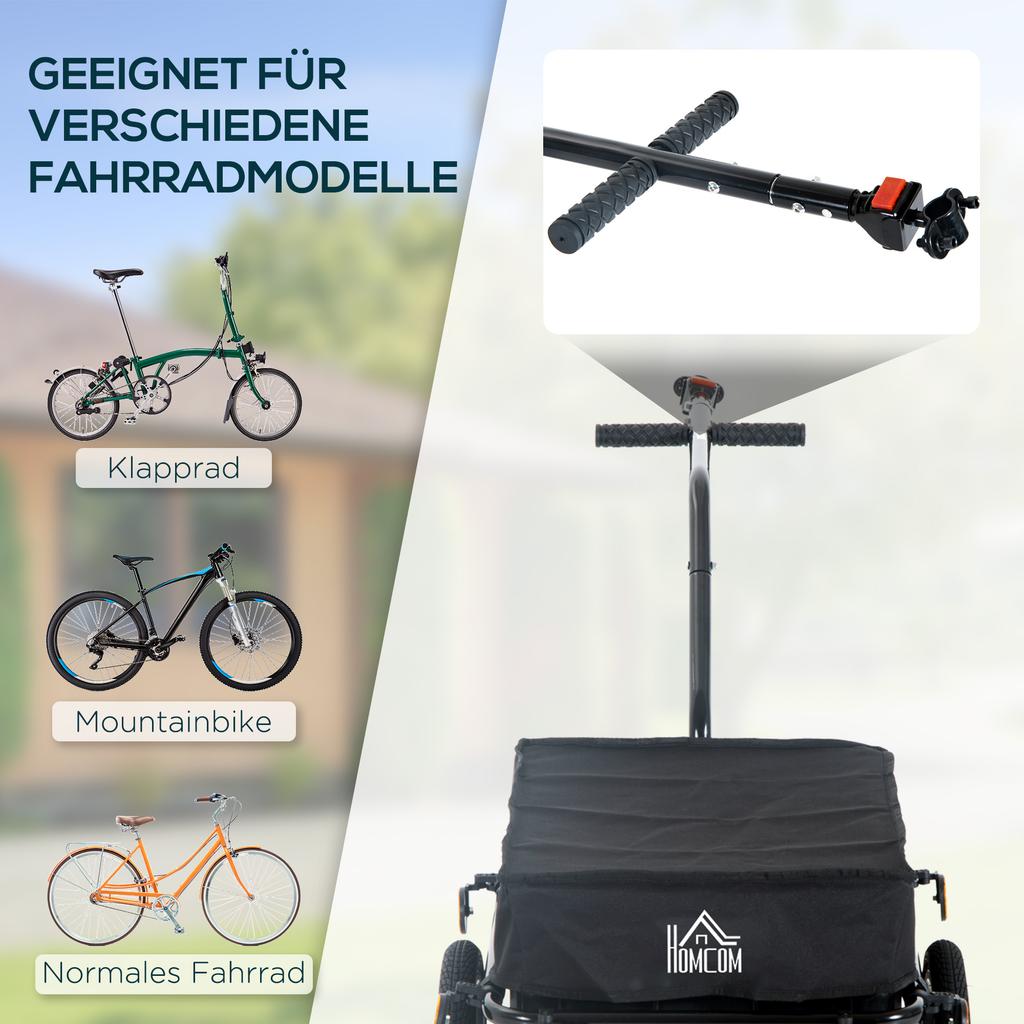 Carrello Bici da Cargo Passeggino da Giardino con Portapacchi Utilità Bagagli e Ruote Nero