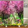 3D European Rural Town Flowers Landscape Printing Bathroom Waterproof Shower Curtain Polyester Curtain Home Decoration Curtain