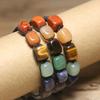 7 Chakra Square Bead Bracelet – Adjustable Boho Healing Jewelry, Balance Protection Gift for Men Women