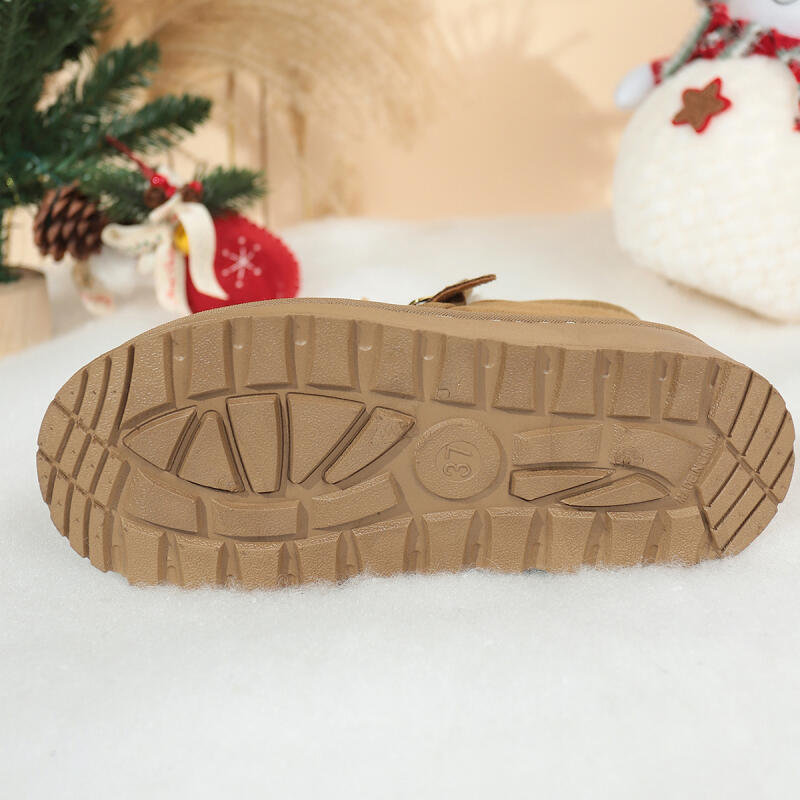 Fashion Cute Cartoon Reindeer Thick Bottom Snow Boots Women 2025 Winter Warm Short Plush Chunky Platform Ankle Boots Christmas Shoes 43