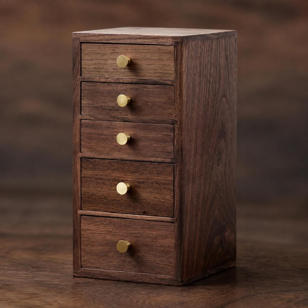 Walnut Wood Desktop Drawer Cabinet Long-Lasting for Tea Table