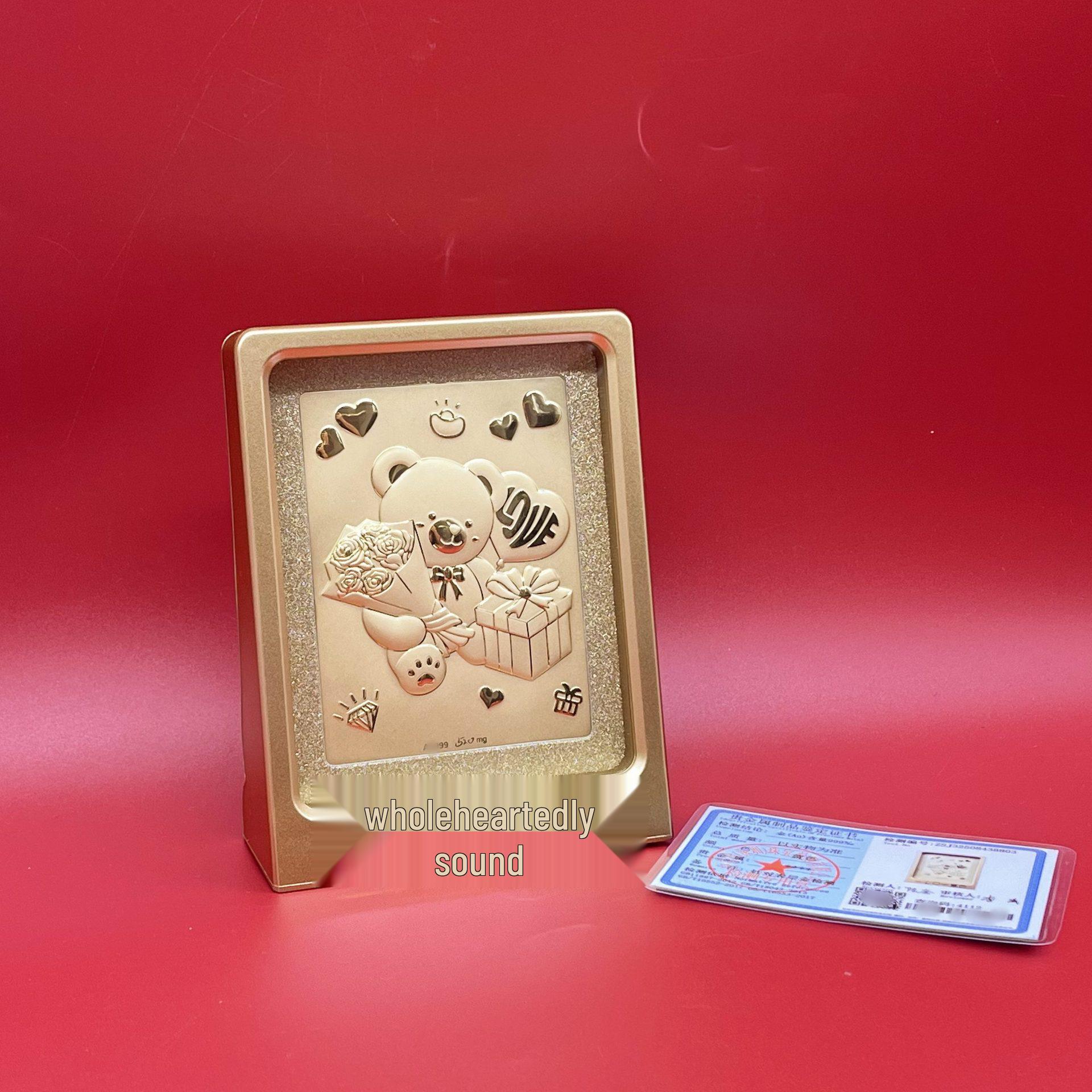 Шуйбэй Золото 999 пробы Циси День святого Валентина Настольное украшение Фоторамка