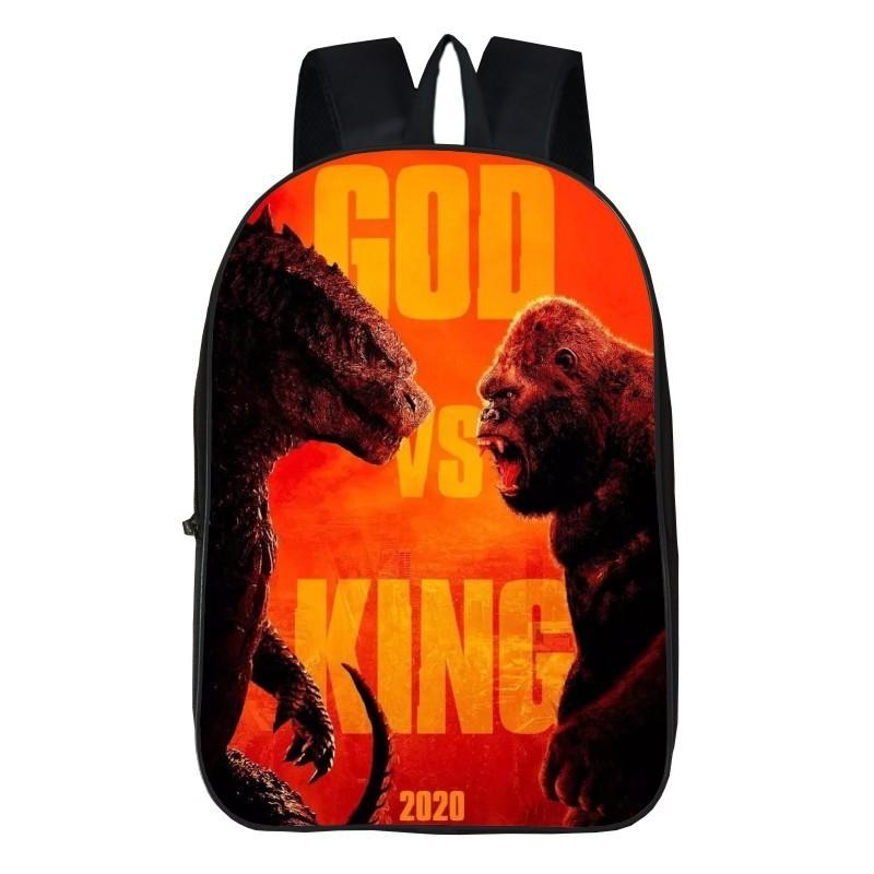 Stylish Godzilla Vs King Kong Backpack For Students With Cartoon Patterns And Adjustable Straps