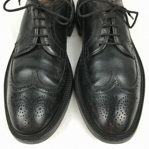 80s? Vintage Tag NUNN BUSH Long Wingtip American Brogue Black size 9.5E 27.0-27.5 Men's(USED)