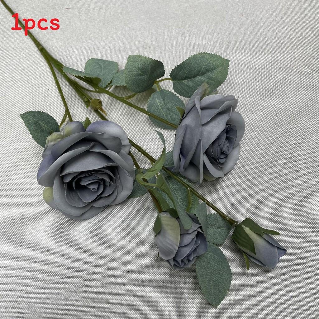 Rose Realistic Artificial Flowers Four Heads For Wedding Photo Props Home Decor