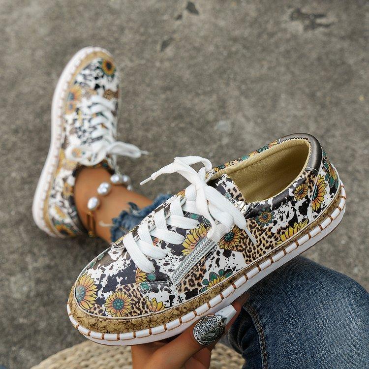 

Туфли рыбака женские осенние повседневные туфли на плоской подошве с принтом цветов, ленивые туфли 35
