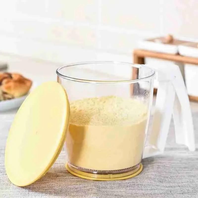 Creative Cup Flour Sifter Strainer Plastic Fine Sugar Powder Flour Sieve Filter With Lid Kitchen Baking Pastry Kitchen Tools