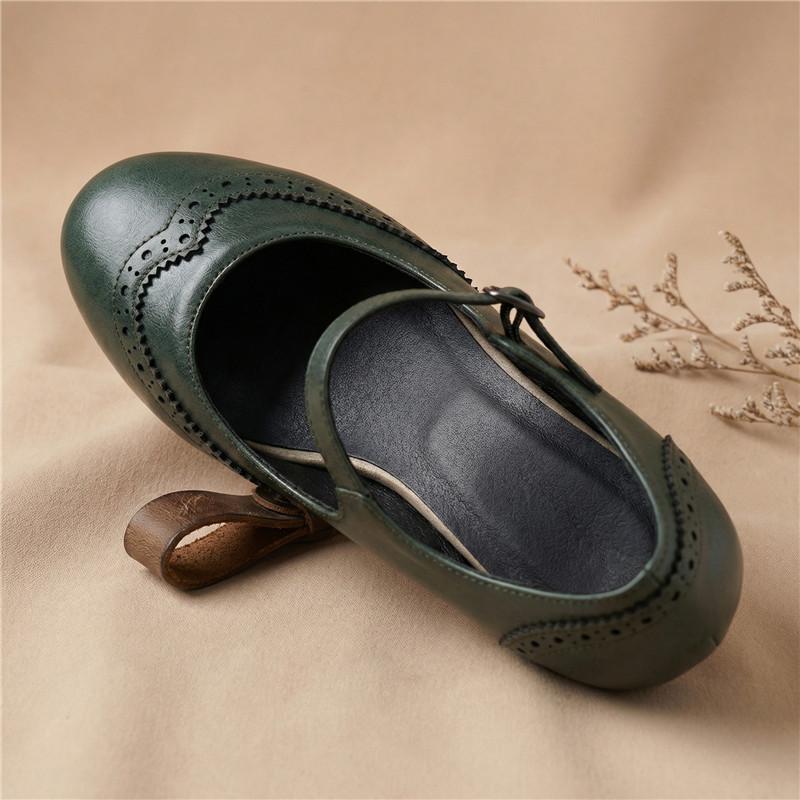 Dames hoge hakken lente en zomer nieuwe dunne hak retro gesp lichte mond enkele schoenen grote maat lage schoenen