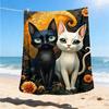 1pc Cat Artwork Outdoor Flannel Blanket , Machine Washable Perfect Gift for Birthday , Holiday Travel Accessory , Durable Material