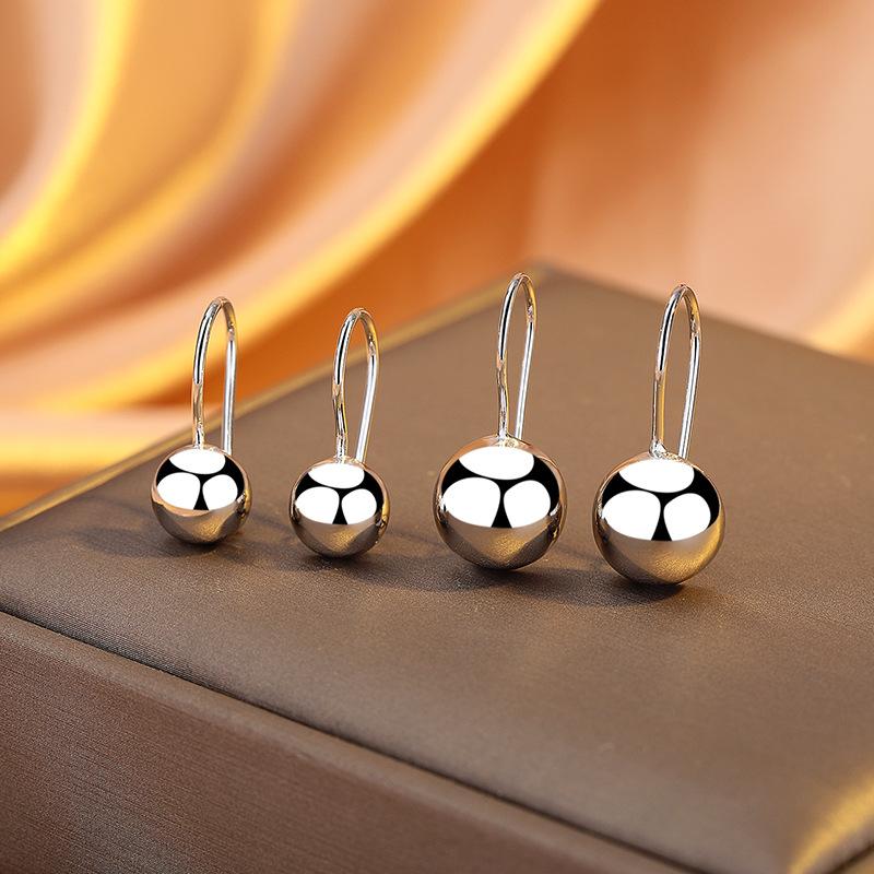 Earrings Women S Personality Fashion Design Glossy Earrings Round Earrings Geometric Hemispherical Earrings 925 silver