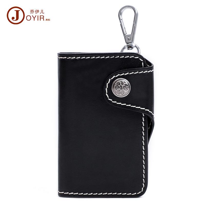 Ретро классическая ручная работа из натуральной кожи растительного дубления ключница с отделением для карт сумка для хранения ключей кожаная ключница