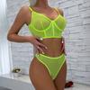 New Fashion Sexy Underwear Fish Bone Contrast Mesh Sexy Perspective Gathering Lingerie Set