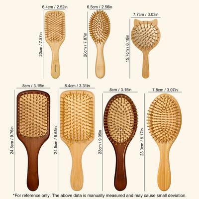 Bamboo Cushion Comb Set: Bristle & Non - Bristle Options, Scalp Massage, Anti - Static Detangler for All Hair, Home Styling Tool