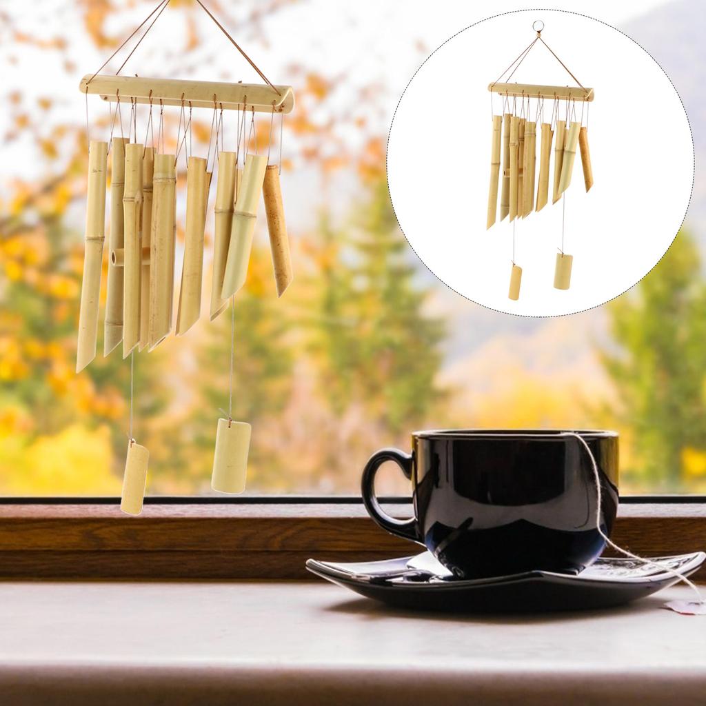 Bamboo Wind Chimes Hanging Decor Home Bell Pendant Garden Outdoor Spinner Eco Friendly Creative Gift Idea
