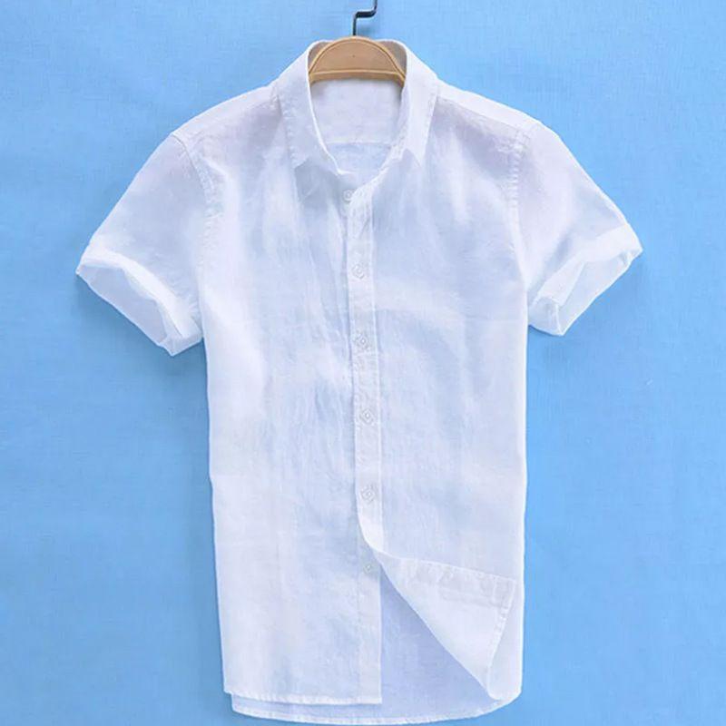 Luxury Men's Short Sleeve Linen T-shirt For Daily Wear In Casual Loose Fit