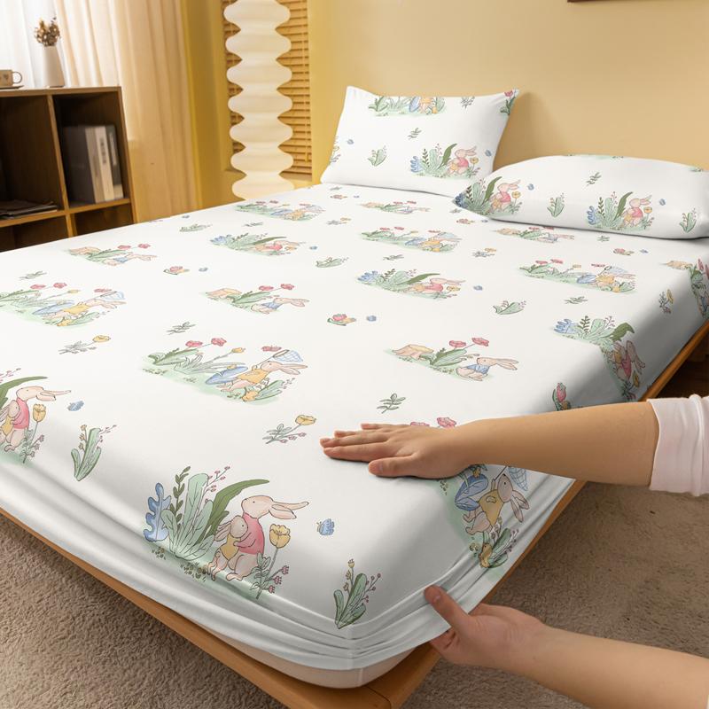 1 Cartoon Niedlich Pflanze Blume Hase Bedruckt Matte Spannbettlaken, Schlafzimmer Bedruckte Bettdecke, Bettwäsche (Ohne Kissenbezüge)